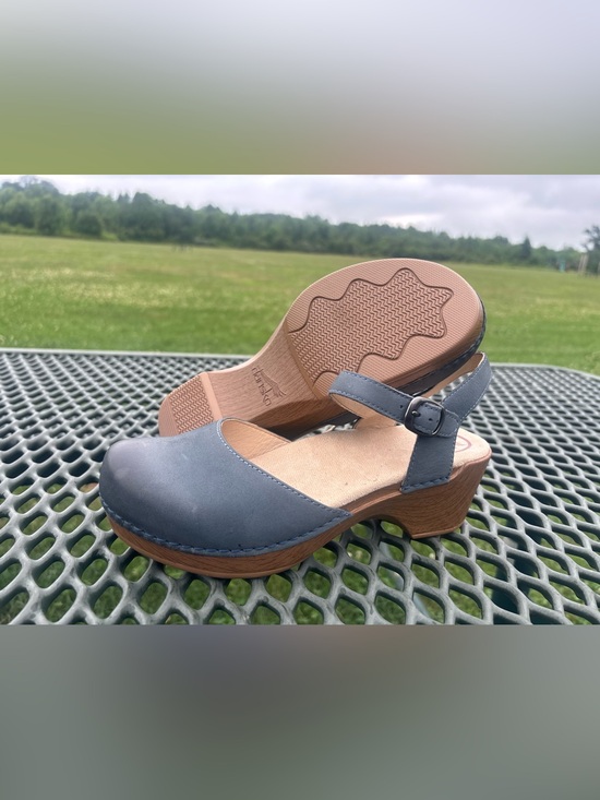Dansko Shoes - Dansko Sam Mary Jane Clogs Denim Burnished Nubuck Sandals Work Shoes 38 7.5-8